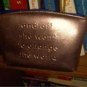 “…and off she went to save the world” zip up wallet or coin purse